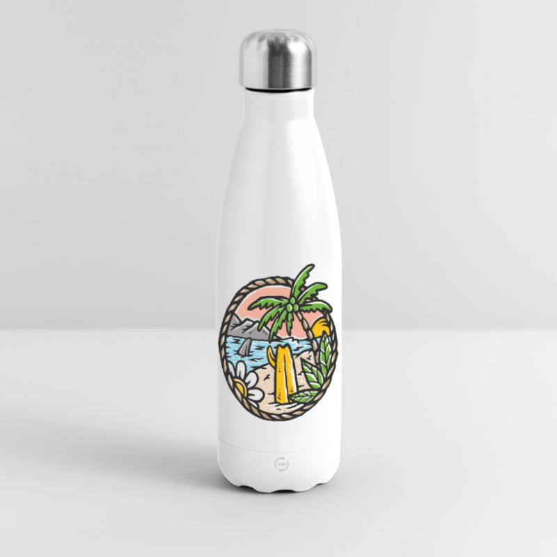 Beach Dream Palm Tree Waves Circle Frame Insulated Water Bottle 500 ml