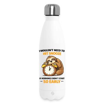 So früh auf Schlummern gedrückt, Faultier. - Thermosflasche 500 ml - Weiß - Vorne
