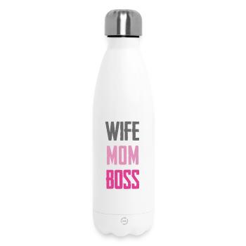 Wife Mom – Strong Role Statement - Insulated Water Bottle 500 ml - white - Front