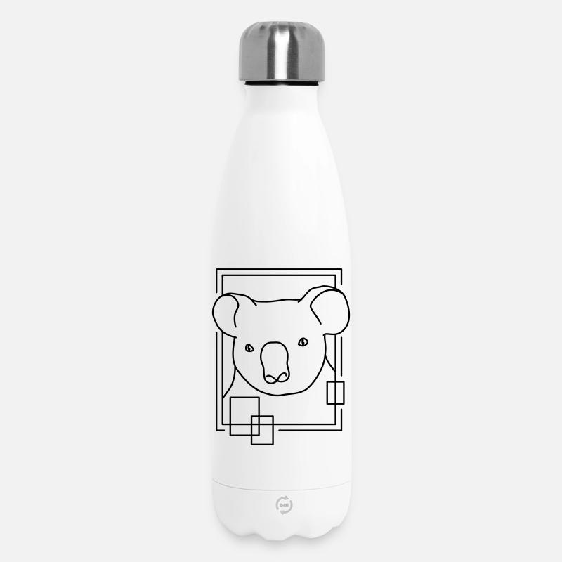 Koala in Geometric Shape - Line Art Design - Insulated Water Bottle 500 ml - white