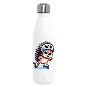 Speedy Hedgehog: Roller Skating Champion - Insulated Water Bottle 500 ml - white - Front