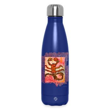 Scorpion astrologique à l’aquarelle artistique - Bouteille isotherme 500 ml - bleu foncé  - Devant