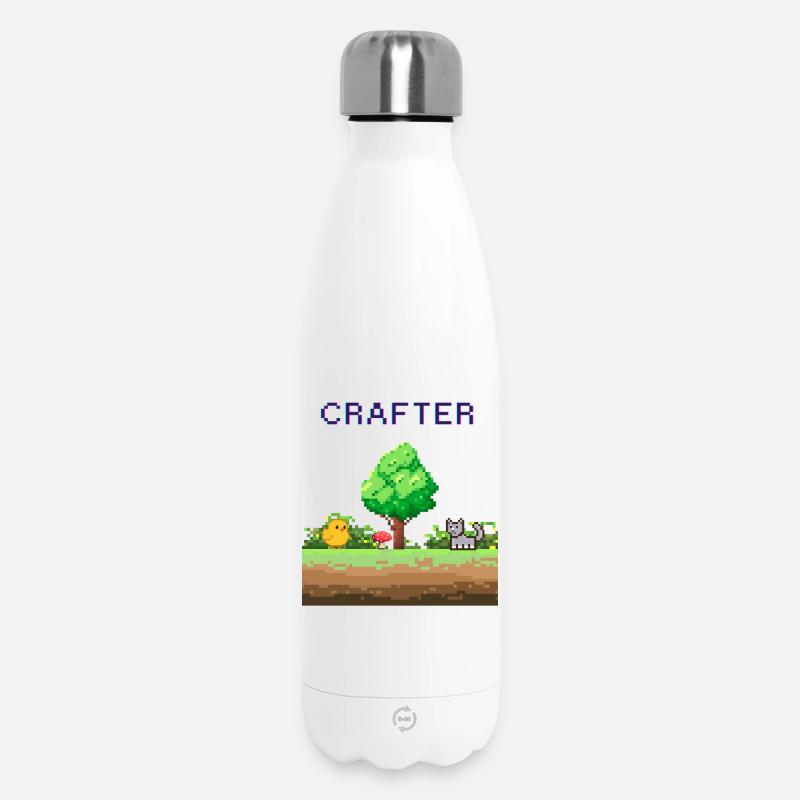 Aventure en forêt de Pixel Crafter - Bouteille isotherme 500 ml - blanc
