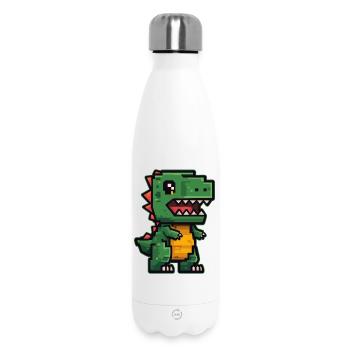 Süßer Pixel-Dino im Retro Look - Thermosflasche 500 ml - Weiß - Vorne