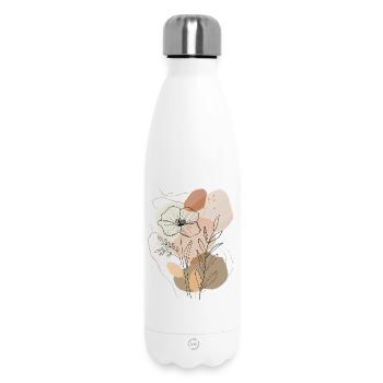 Bohèmes dessins floraux en ligne, design minimaliste de la nature - Bouteille isotherme 500 ml - blanc - Devant