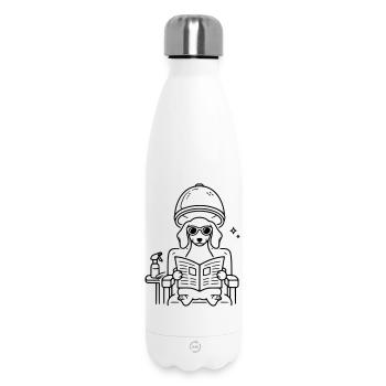 Hund Dackel beim Frisör Minimalistisch Line Art - Thermosflasche 500 ml - Weiß - Vorne