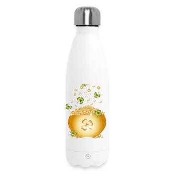 Golden pot with gold coins and shamrocks - Insulated Water Bottle 500 ml - white - Front