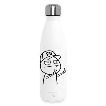 FU Meme avec casquette de baseball (couleur changeable) - Bouteille isotherme 500 ml - blanc - Devant