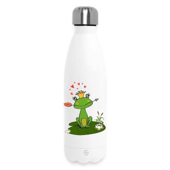 Charmante grenouille avec couronne et cœur - Bouteille isotherme 500 ml - blanc - Devant