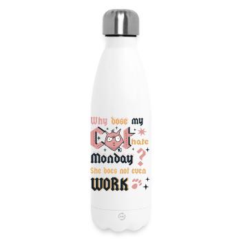 Cats Monday - Insulated Water Bottle 500 ml - white - Front