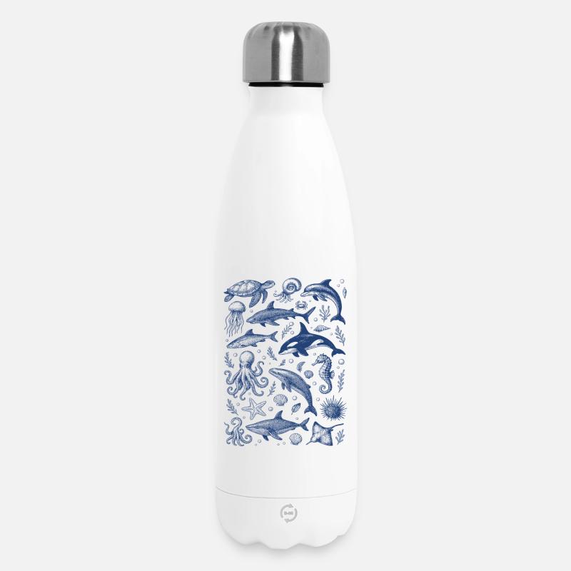 Créatures de la mer Tendance rétro vintage 2025 - Bouteille isotherme 500 ml - blanc