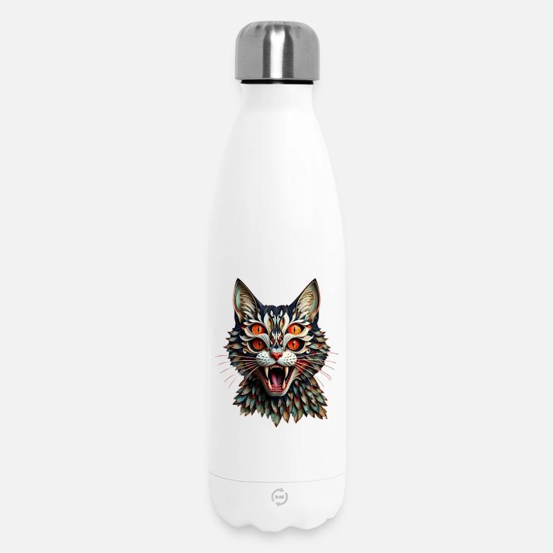 Creepy Cat – Nightmare in Fur - Thermosflasche 500 ml - Weiß