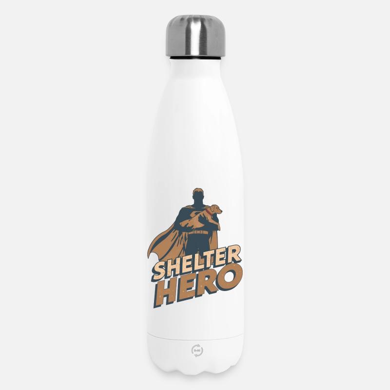 Shelter Hero Superheld Hund Comic Design - Thermosflasche 500 ml - Weiß