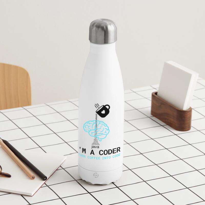 Coder T-Shirt: Coffee into Code – Nerdy Programmie Thermosflasche 500 ml