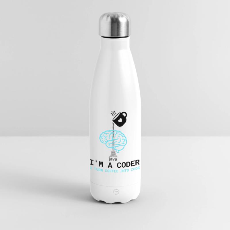 Coder T-Shirt: Coffee into Code – Nerdy Programmie Thermosflasche 500 ml
