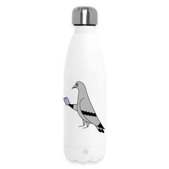 Pigeon Check Phone – Illustration minimale - Bouteille isotherme 500 ml - blanc - Devant