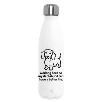 Lustiger Dackelhund – Arbeitet hart für meinen Doxie - Thermosflasche 500 ml - Weiß - Vorne
