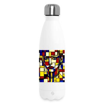 Stained glass portrait mosaic - Insulated Water Bottle 500 ml - white - Front