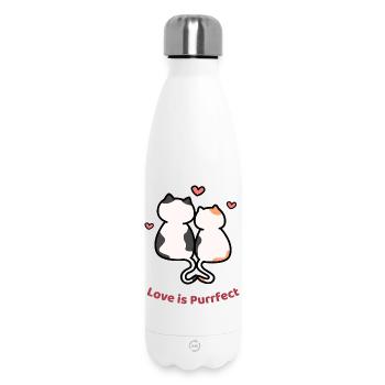 Love Is Purrfect – Süßes Katzenpaar - Thermosflasche 500 ml - Weiß - Vorne