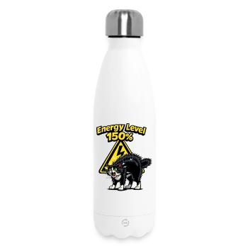 Niveau d’énergie 150 % Chat chargé - Bouteille isotherme 500 ml - blanc - Devant