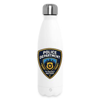 Polizei Abzeichen Patch Stadt Skyline - Thermosflasche 500 ml - Weiß - Vorne