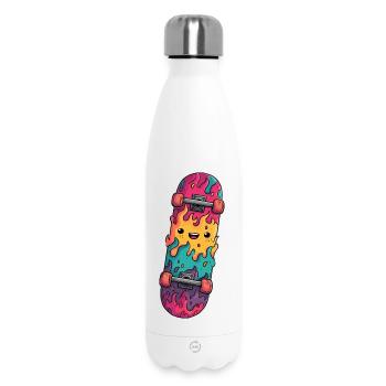 Flame Skateboard Laughing Face - Insulated Water Bottle 500 ml - white - Front
