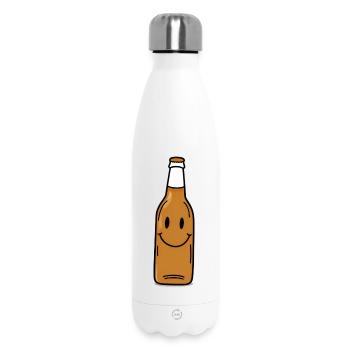 Lächelnde Bierflasche Cartoon - Thermosflasche 500 ml - Weiß - Vorne