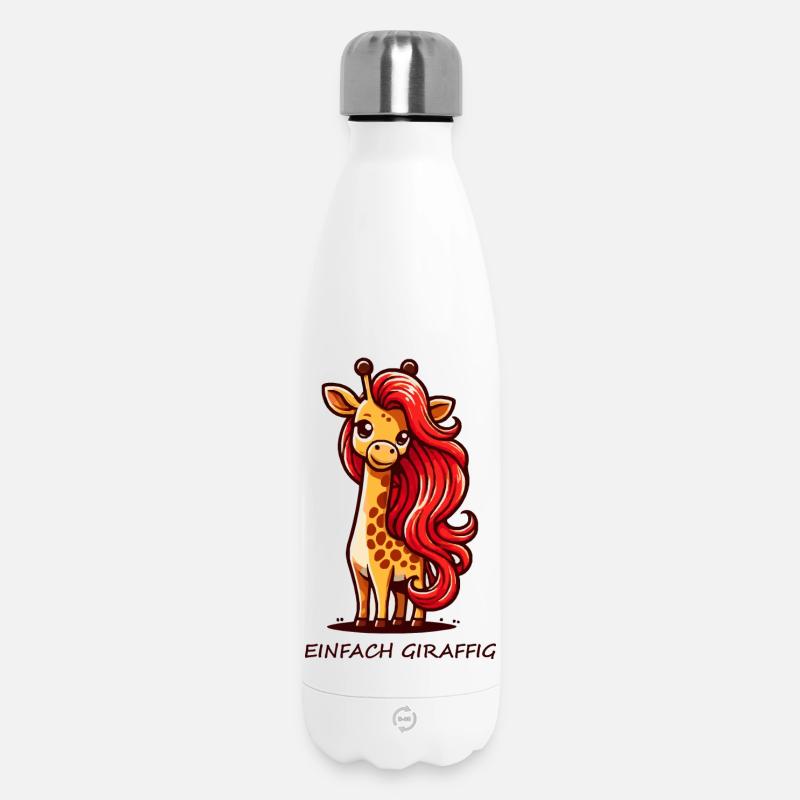 Einfach Giraffig – Süße Giraffe mit roter Mähne - Thermosflasche 500 ml - Weiß