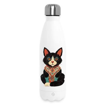 Bunte Katze mit böhmischem Bandana - Thermosflasche 500 ml - Weiß - Vorne