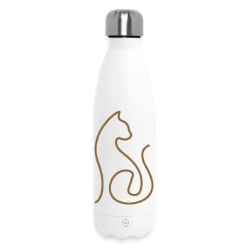 Katze Linienkunst Katzen Design - Thermosflasche 500 ml - Weiß - Vorne