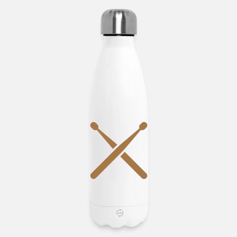 Cross drumsticks with drum pattern - Insulated Water Bottle 500 ml - white