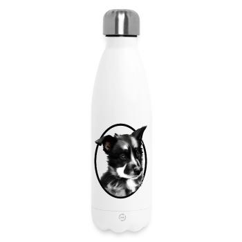 Schwarz-weißer Arbeitshund-Schäferhund - Thermosflasche 500 ml - Weiß - Vorne