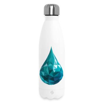 Water Drop - Cool Low Poly Logo - Insulated Water Bottle 500 ml - white - Front