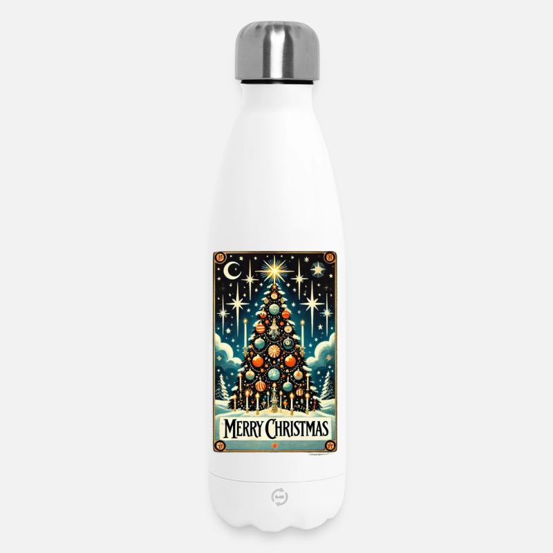 Sternenblauer Vintage-Weihnachtsbaum - Thermosflasche 500 ml - Weiß