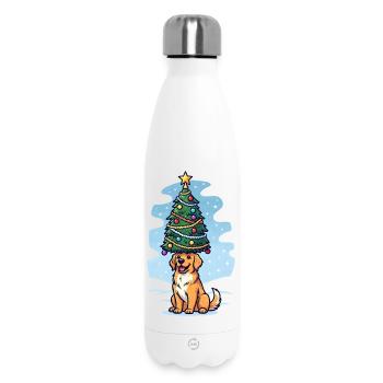 Hund mit Weihnachtsbaum Design - Thermosflasche 500 ml - Weiß - Vorne
