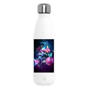 Neon butterflies in bloom - Insulated Water Bottle 500 ml - white - Front
