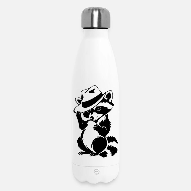 Süßer Waschbär mit Hut - Thermosflasche 500 ml - Weiß