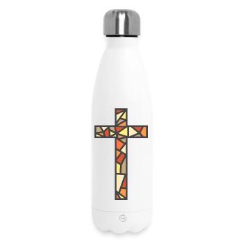 Stained Glass Cross - Insulated Water Bottle 500 ml - white - Front