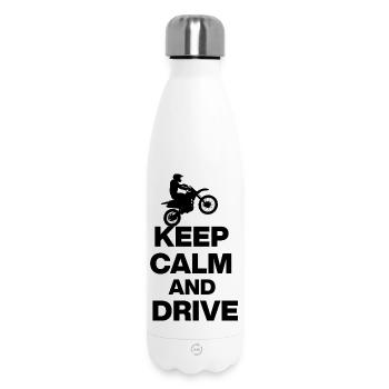 RESTE CALME ET CONDUIS ! MOTARD DE MOTOCROSS FREEDOM BLAK - Bouteille isotherme 500 ml - blanc - Devant