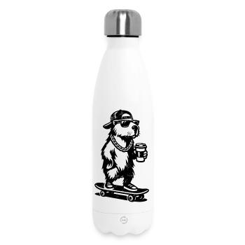 Capy to go | Capybara Skateboard | Kaffee - Thermosflasche 500 ml - Weiß - Vorne