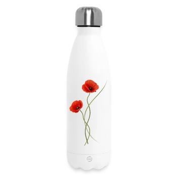 Rote Mohnblumen elegant im Ikebana Stil - Thermosflasche 500 ml - Weiß - Vorne