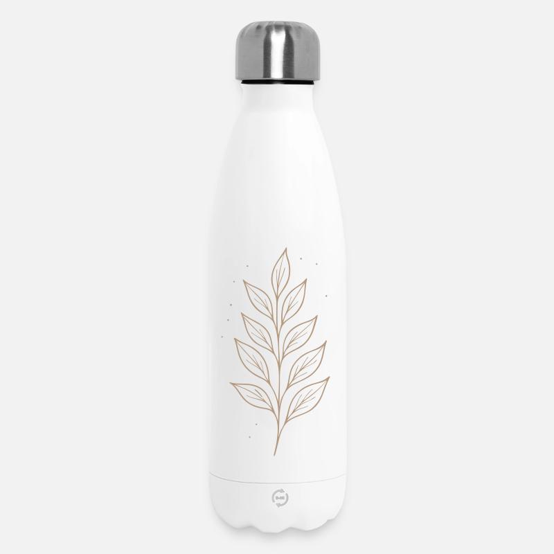 Mystic Leaf Line Art - Thermosflasche 500 ml - Weiß
