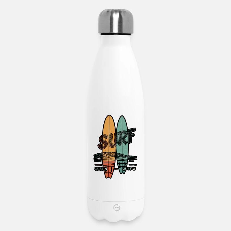 Planches de surf rétro - Bouteille isotherme 500 ml - blanc