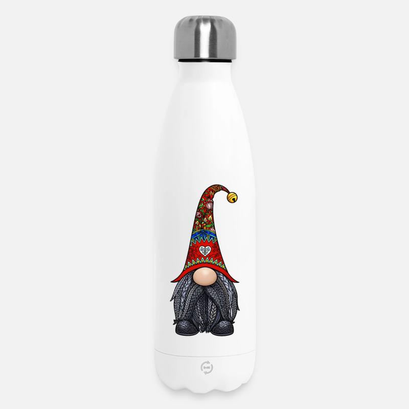 Tomte Zentangle - Thermosflasche 500 ml - Weiß