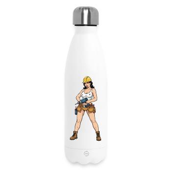 Pin-up-Bauarbeiter - Thermosflasche 500 ml - Weiß - Vorne