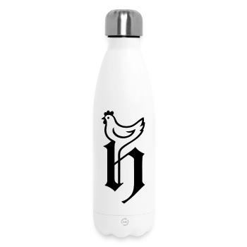 Logo Huhn schwarz - Thermosflasche 500 ml - Weiß - Vorne