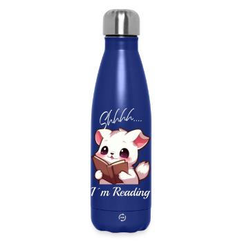 Chat avec livre - Bouteille isotherme 500 ml - bleu foncé  - Devant