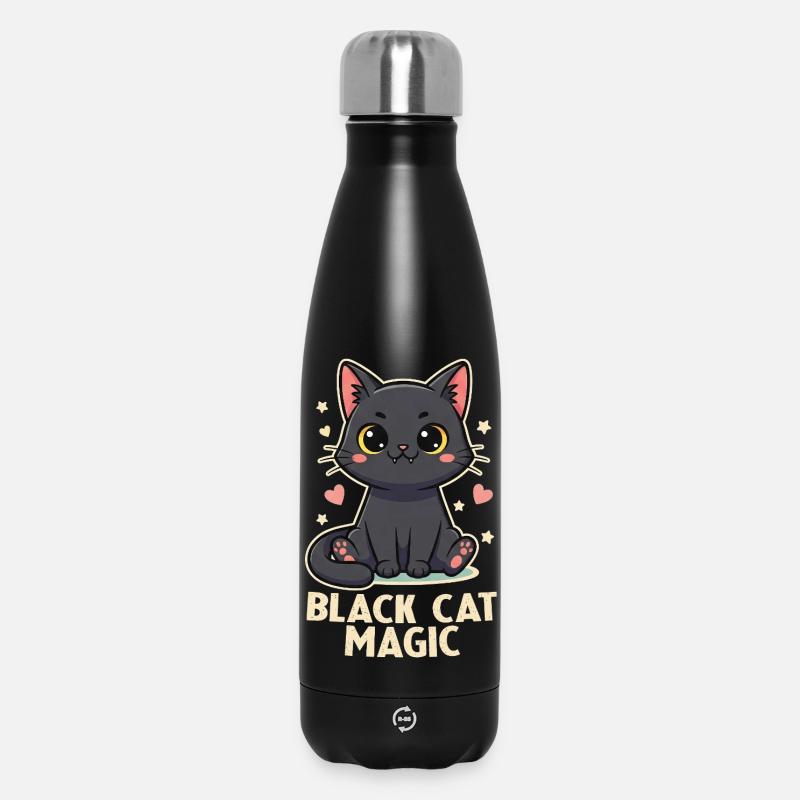 Black Cat Magic Süßes Katzenmotiv - Thermosflasche 500 ml - Schwarz