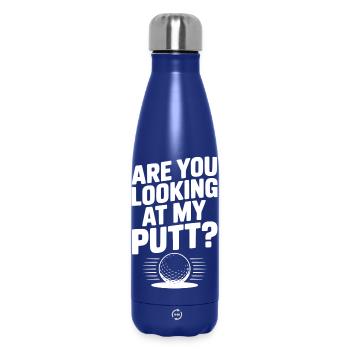 Schaust du auf meinen Putt - Thermosflasche 500 ml - Dunkelblau  - Vorne