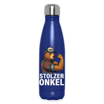 Proud Uncle Bear - Insulated Water Bottle 500 ml - dark blue  - Front